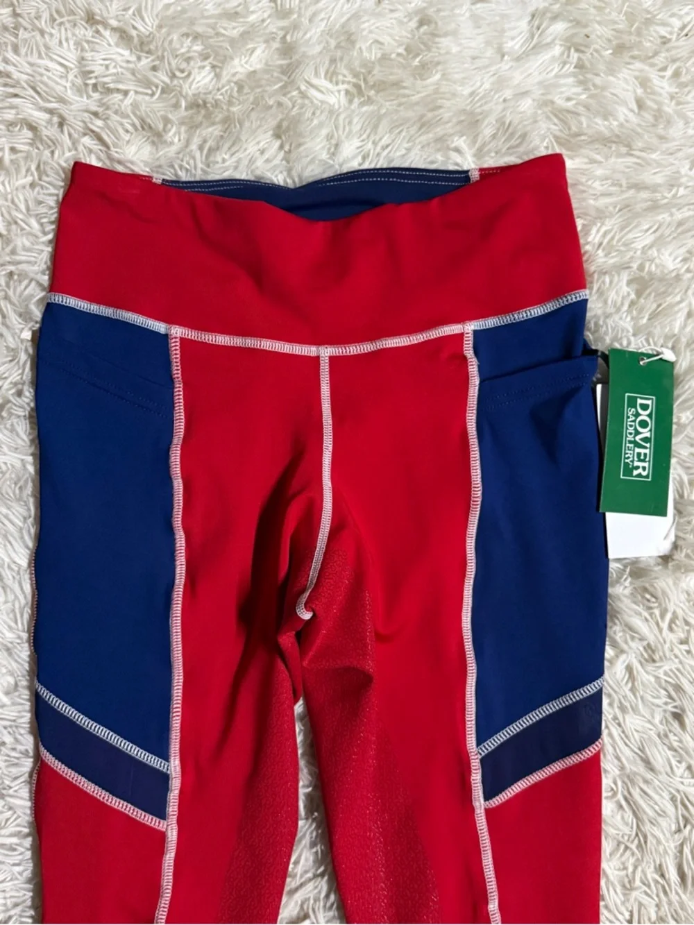New Women’s Small Red/Blue Dover Full Seat Horseback Riding Tights Breeches - Picture 3 of 7